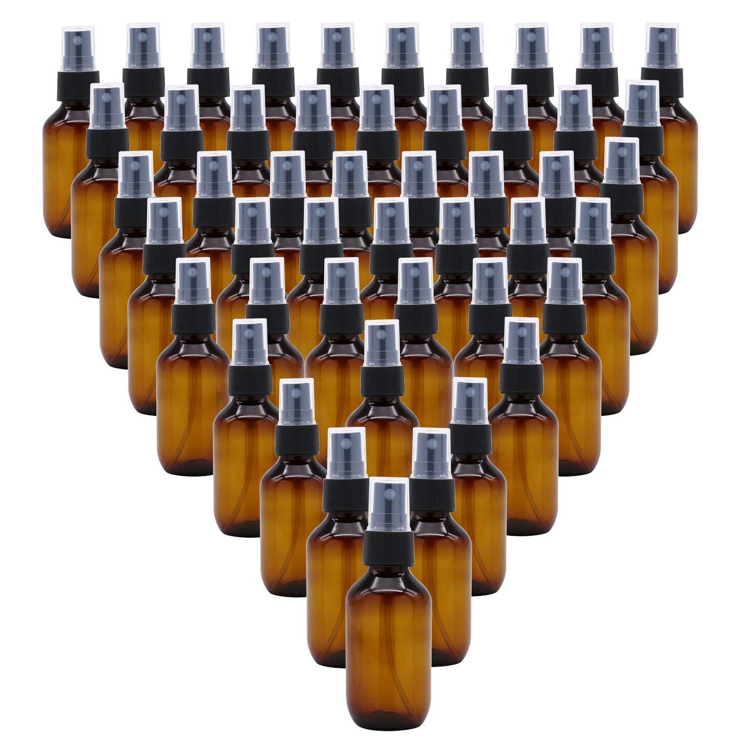 SYNTECSO 96 Pack 2oz Amber Plastic Spray Bottles, Fine Mist Spray Bottles for Essential Oils, Water Spray Bottle for Hair Plant & Cleaning Solution