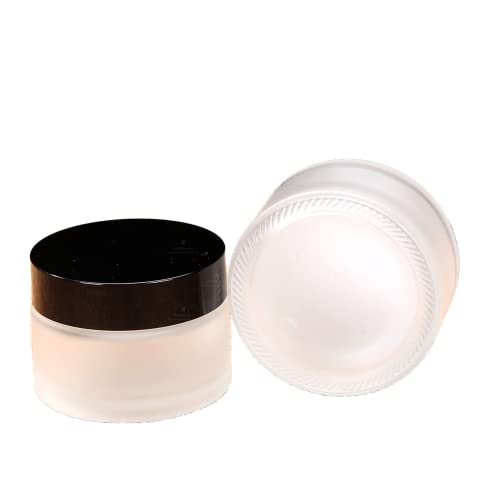 50ml /1.75 oz, 60 pack Empty Frosted Clear Glass jar with Inner Liners and Lids, Round Glass Jars,High End Glass Containers for Salve Cream, cosmetics, diy, make up, homemade sample,small