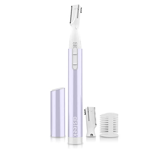aisleek Eyebrow Trimmer, Facial Hair Trimmer Precision Detailer with Rinseable Blade, Battery Powered Double-Sided Eyebrow Razor with Comb