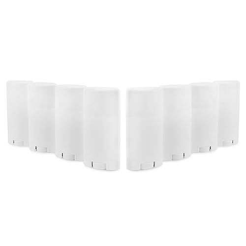 Cornucopia 2.5oz Empty Deodorant Containers (8-Pack, 75ml); BPA-Free Plastic White Twist-Up Refillable Tubes for DIY Deodorant, Aromatherapy, Balm, Etc.