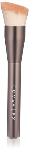 Cover FX Custom Application Brush, Vegan & Cruelty-Free Makeup Blending Tool with Triple Wells for Effortless Mixing and Application, Angled Brush for Primer, Liquid Foundation and Enhancer Drops