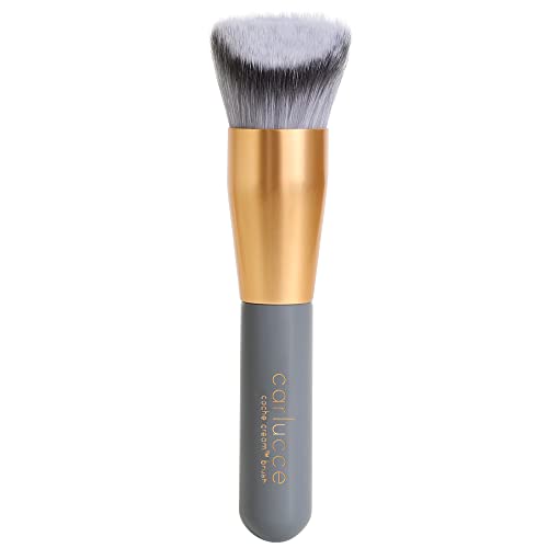 Carlucce Cream Makeup Brush - Foundation Brush for Liquid Makeup, Multifunctional Geometric Makeup Brush for Blending, Contouring, and Highlighting, Soft, Vegan and Made in USA - Cache Cream Brush