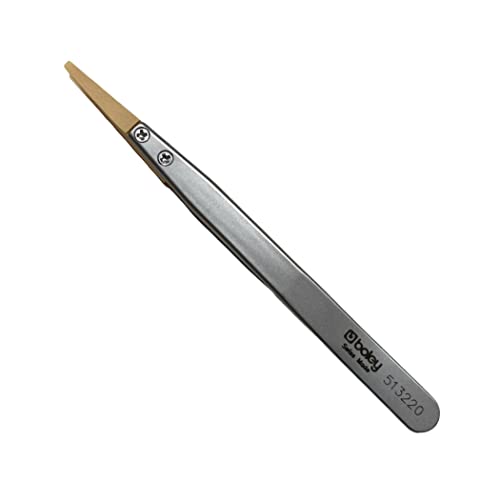 BUZZUFY Boley Grain Tongs with Wooden Tips tweezer Form F for Sensitive Watch Movement Components 5 inches (130mm) Watchmaker Tool