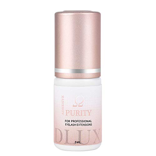 Dlux Professional- Purity Omega Professional Luxury Semi-Permanent Eyelash Extension Black Glue 5ml, For Volume, Extra Strong, Lash Extensions Adhesive, 1 Sec Drying, Up to 7 Weeks, Lash Supplies