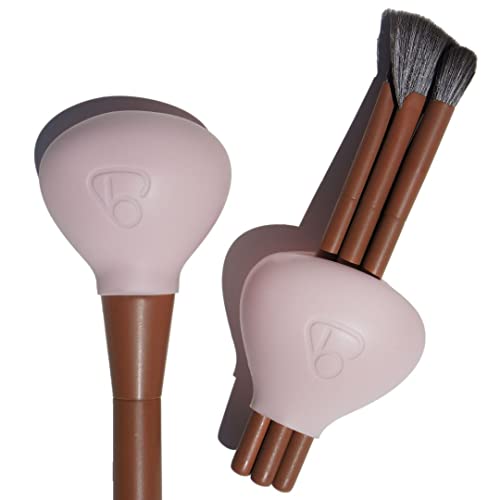 brush bubble Original Silicone Makeup Brush Covers for Travel, A Storage & Organizer Case for Brushes to protect Makeup Bag, Universal Design For Single & Multi-fit, Pink, 2 Pack Set