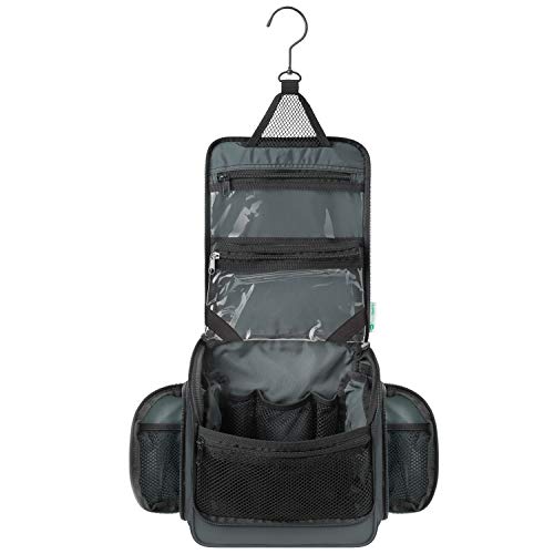 VENTURE 4TH Premium Travel Hanging Toiletry Bag for Women and Men - Travel Toiletry Bag with Expandable Compartments and Detachable TSA Friendly Clear Pouch (Shadow Gray)