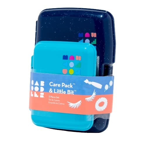 Claire's Caboodles Makeup Case Small - Duo Travel Cosmetic Purse Caboodle for Girls Organizer Storage Box Hard Cases - (Case 1-6x4x1) (Case 2-4x3x1) 2 Pack Blue