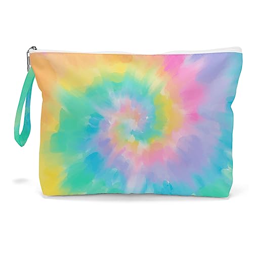 Boho Makeup Bag, Toiletry Bag, Waterproof Large Capacity Travel Cosmetic Bag, Zipper Pouch for Women, Girls, Mom, Sister, Friends, Wet Bag, Baby Diaper Bag, Bohemian Rainbow Tie Dye Pattern