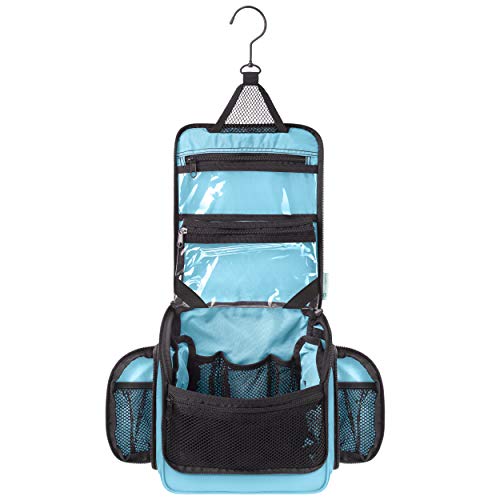 VENTURE 4TH Premium Travel Hanging Toiletry Bag for Women and Men - Travel Toiletry Bag with Expandable Compartments and Detachable TSA Friendly Clear Pouch (Light Blue)