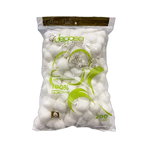 Cotton Balls for Facial Treatments, Nails and Make-Up Removal, Applying Tonics & Cleansers, Multi-Purpose Soft Natural Cotton Balls (Large 200 Count)