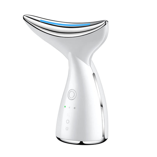 VOFEL Facial Neck Massager for Skin Care Electric Face Neck Lifting Massager with 45℃ Heat & 3 Massage Modes for Wrinkles Facial Massager(White)