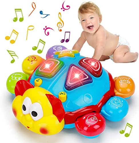 Baby Crawling Toy 6 to 12 Months Spanish English Bilingual Learning Toy for Infants 0-3-6 7 8 9 10 12-18 Months Educational Musical Light Up Toy 1 Year Old Boy Girl Gift Toddler Ladybug Tummy Time