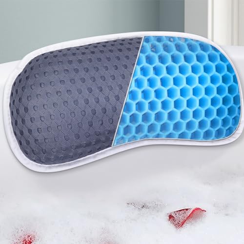Bath Pillow for Tub-Tub Pillow for Bathtub Support Neck，Slip Resistant Waterproof Bath Pillows for tub Neck and Back Support with 3 Strong Suction Cups,Dark Blue