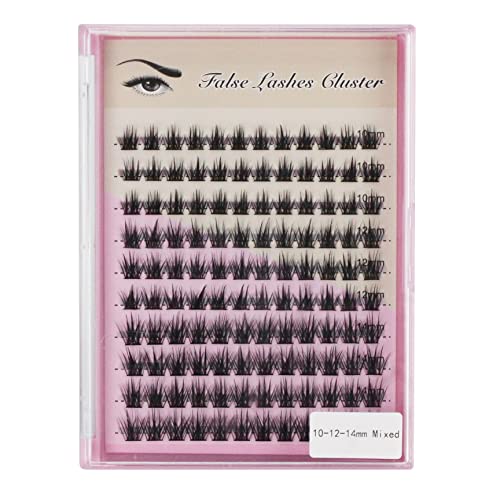 DIY 120Pcs Cluster Lashes C Curl Natural Look Mixed Size False Eyelashes Volume Eyelash Extension Dramatic Eyelash Makeup Tools (10/12/14mm)