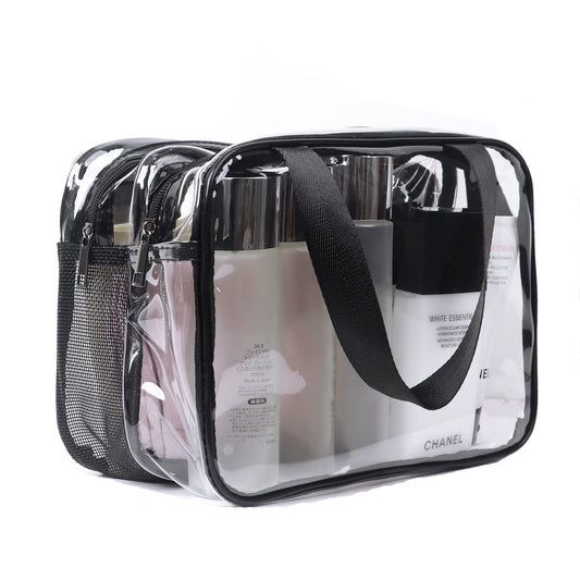 Clear Makeup Bag PVC Waterproof Cosmetic Bag Large Clear Travel Toiletry Organizer Bag Set Clear Plastic Tote Bags Transparent Cosmetic Bag Clear Tote Bags Large Capacity Thickened Wash Bag, #3 PVC