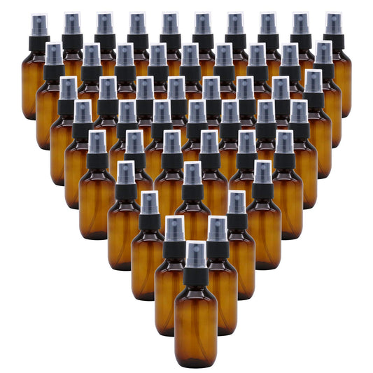 SYNTECSO 96 Pack 2oz Amber Plastic Spray Bottles, Fine Mist Spray Bottles for Essential Oils, Water Spray Bottle for Hair Plant & Cleaning Solution