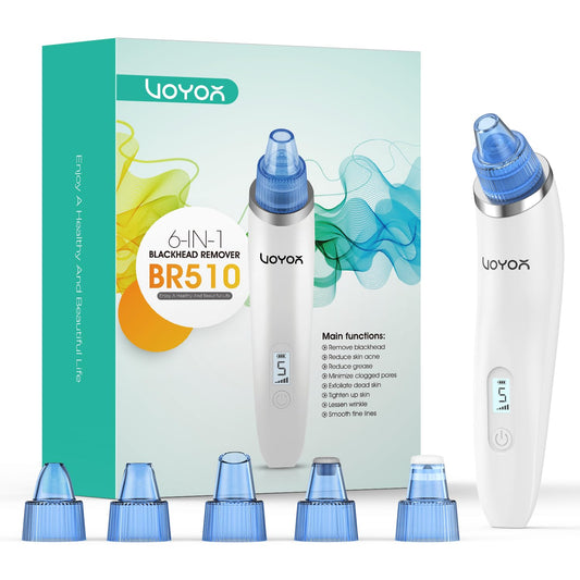 VOYOR Blackhead Remover Pore Vacuum - Electric Face Vacuum Pore Cleaner Acne White Heads Removal with Suction Heads (BR610)