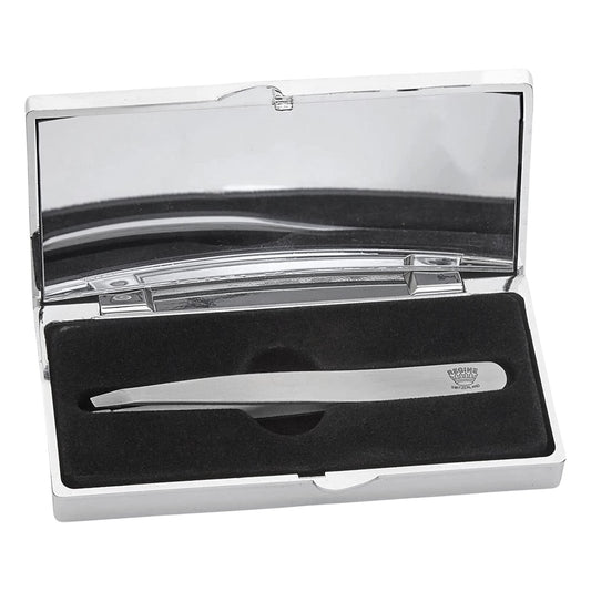 Tweezer Kit (Slant Tweezer & Compact Case) With 10X Distortion Free Magnifying Mirror - Travel Pocket-Size Case that Perfectly Holds Slant Tweezer from World's Best Tweezers - 2-Piece Kit