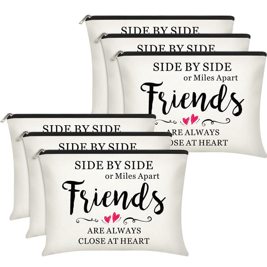 6 Pieces Friendship Cosmetic Bag Makeup Side Bag Girls Weekend Gifts Friends Makeup Bag for Christmas Friendship Present Travel Pouch Friend BFF Gifts for Women Honeymoon Birthday (Leaf Pattern)