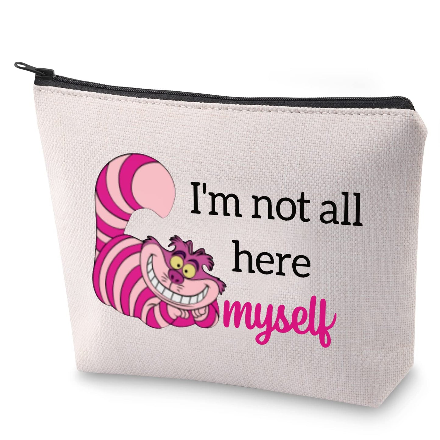 BLUPARK Cat Makeup Bag Alice Fairy Tale Fans Gift I'm Not All Here Myself Cosmetic Bag for Women Girls