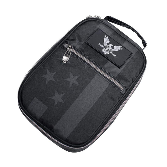 Subtle Patriot Man Kit - Hanging Toiletry Storage for Travel, Shoeshine Kit, Cleaning Kit & Shaving Needs, Water Resistant (Covert Black)