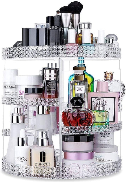 Awenia Makeup Organizer 360-Degree Rotating, Adjustable Makeup Storage, 7 Layers Large Capacity Cosmetic Storage Unit, Fits Different Types of Cosmetics and Accessories, Plus Size (Acrylic Clear)
