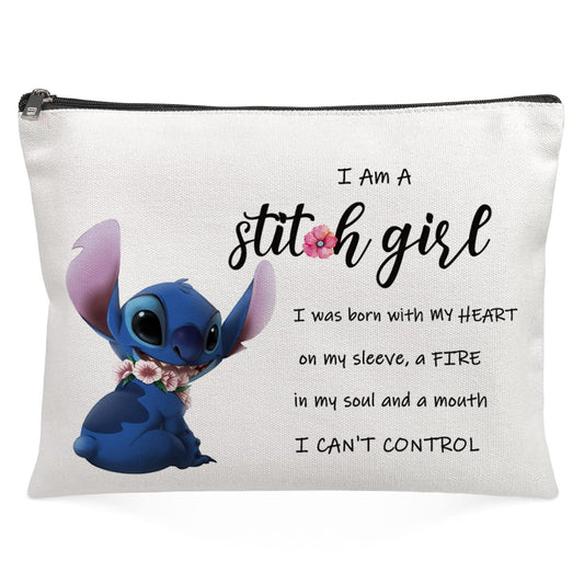 aoobly Cute Spirit Animal Cosmetic Makeup Bag for Anime Fans, I Am A Girl,Canvas Cottton Canvas with Zipper Pouch Case for Tv Fans Girls Gifts