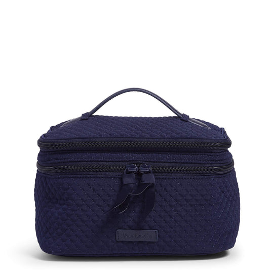 Vera Bradley Women's Microfiber Brush Up Cosmetic Makeup Organizer Case, Classic Navy, One Size