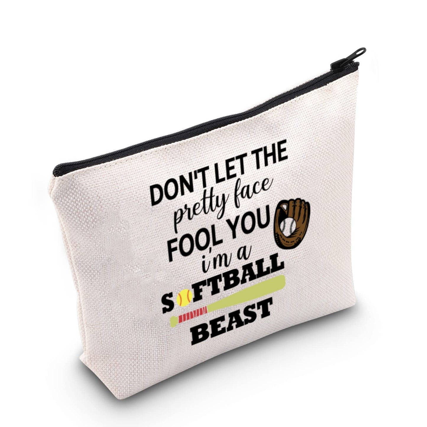 TSOTMO Softball Gift Softball Zipper Makeup Pouch For Softball Lovers Softball Player Coach Gift Softball Team Bag (SOFTBALL BEAST)