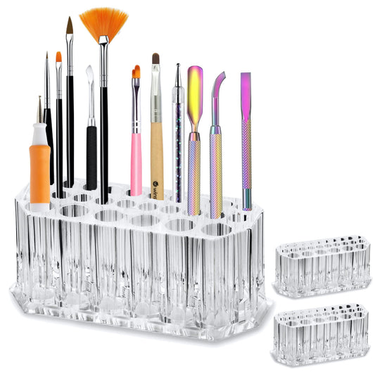 byAlegory (Set of 2) Acrylic Makeup Finger Nail Art Tool Organizer 26 Spaces For Storing Beauty Nail Art Kit Tools - Clear