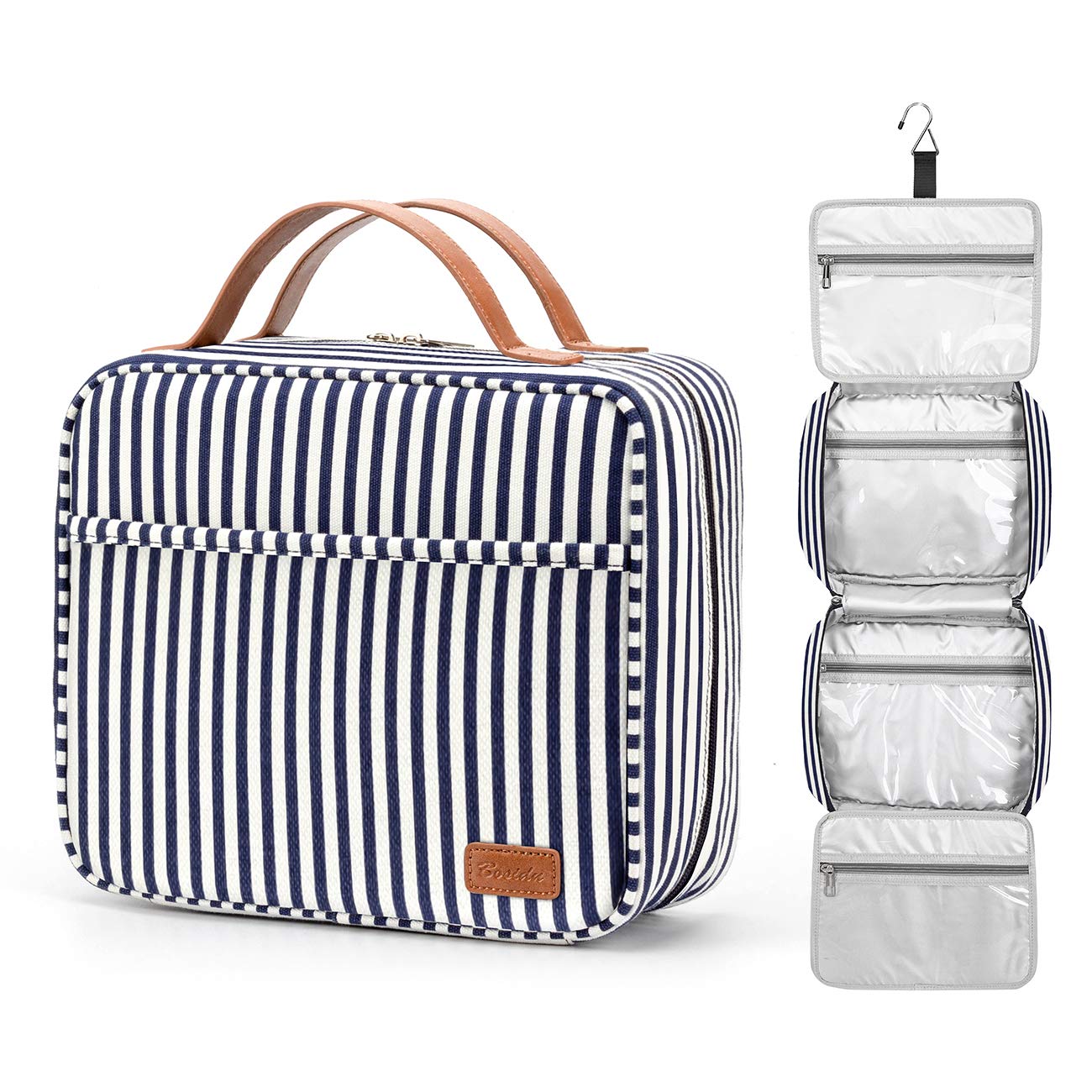 Bosidu Hanging Travel Toiletry Bag,Large Capacity Cosmetic Travel Toiletry Organizer for Women with 4 Compartments & 1 Sturdy Hook,Perfect for Travel/Daily Use/Valentines' Day