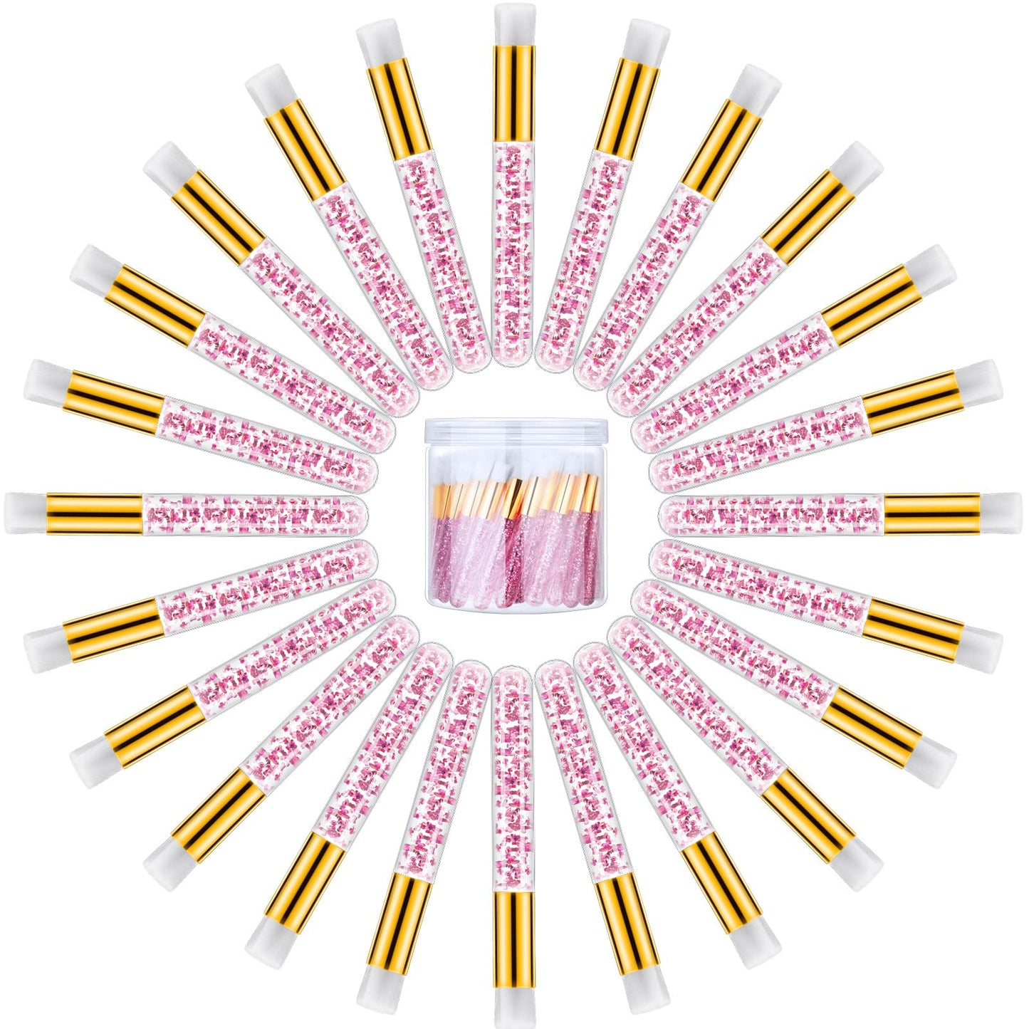 80 Pcs Lash Shampoo Brushes with Container Pink Eyelash Cleaning Brush Bulk Glitter Eyelash Extension Cleansing Brush Crystal Facial Eyelash Brush Cosmetic Lash Shampoo Brush Blackhead Removing Brush