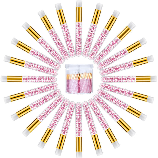80 Pcs Lash Shampoo Brushes with Container Pink Eyelash Cleaning Brush Bulk Glitter Eyelash Extension Cleansing Brush Crystal Facial Eyelash Brush Cosmetic Lash Shampoo Brush Blackhead Removing Brush