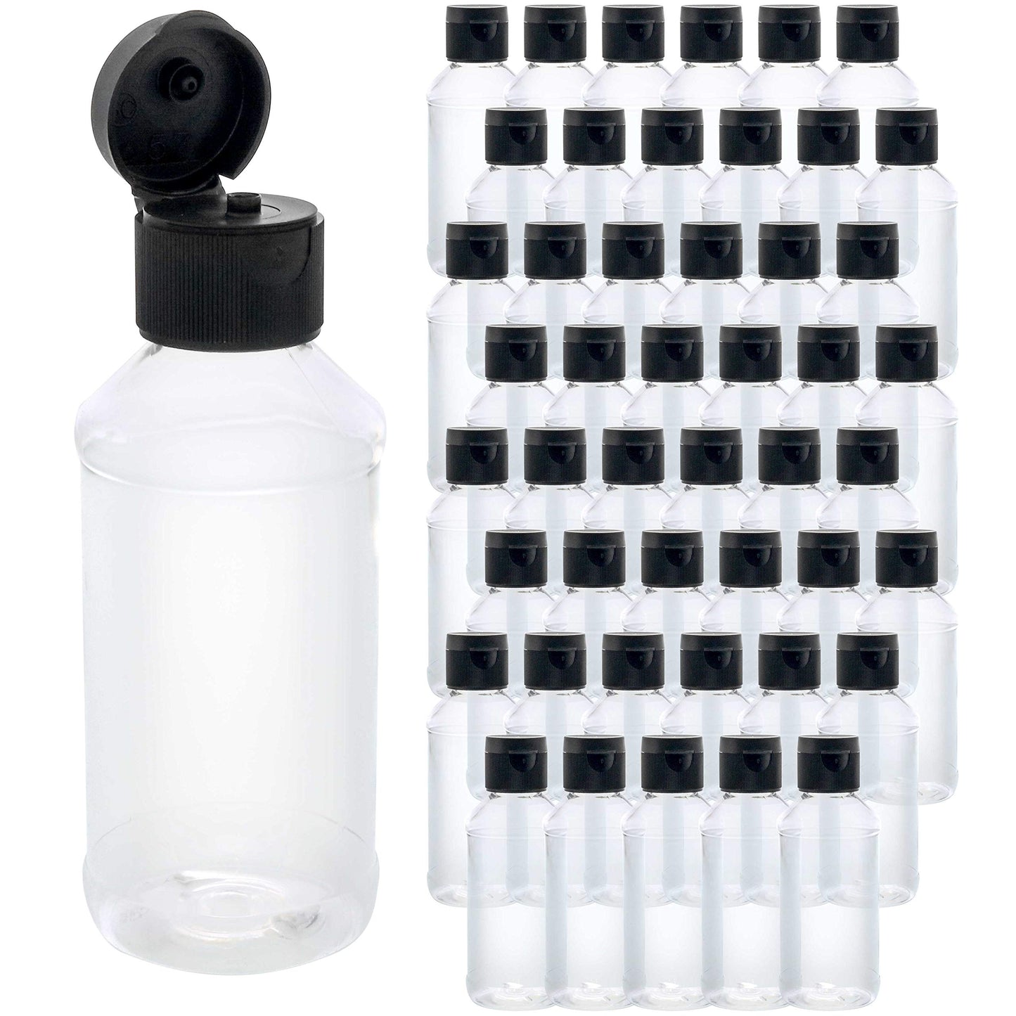 U.S. Art Supply 4 ounce Squeeze PET Plastic Bottles with Flip Cap - BPA-free, food safe, medical grade plastic, acrylic pouring paint Great For Hand Sanitizer (Pack of 48)