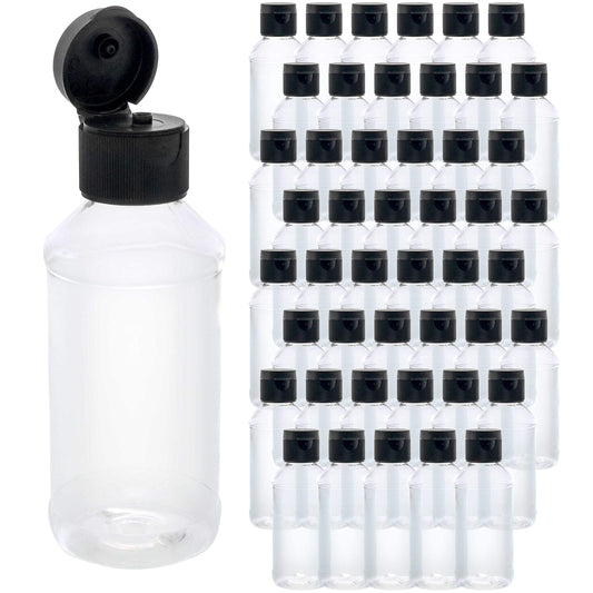 U.S. Art Supply 4 ounce Squeeze PET Plastic Bottles with Flip Cap - BPA-free, food safe, medical grade plastic, acrylic pouring paint Great For Hand Sanitizer (Pack of 48)