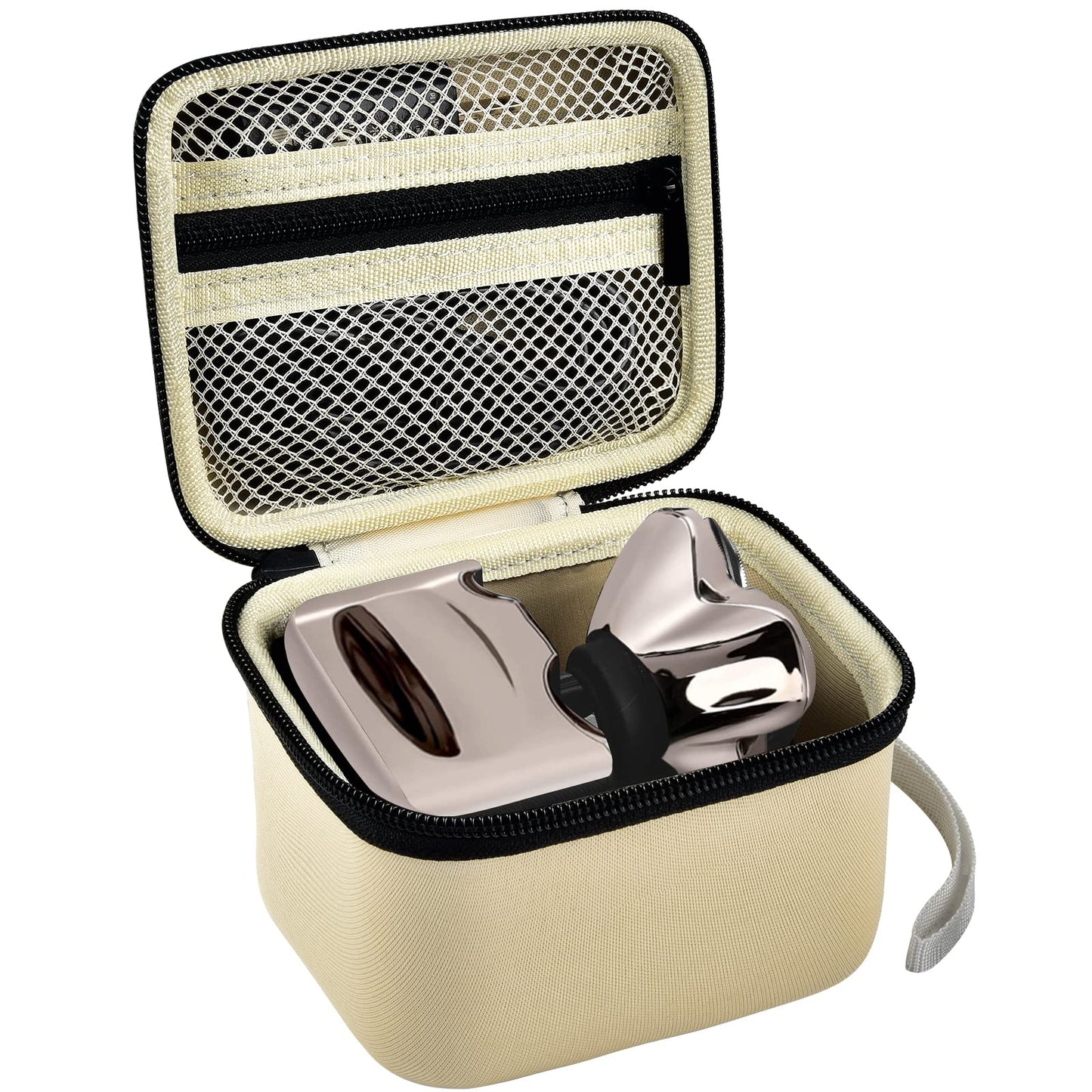 Case for Skull Shaver Electric Pitbull Pro Razor, Hard Travel Rotary Men Head Shavers Beard Trimmer Storage Carrying Box with Zipper Mesh Pocket for Men's Gold Pro Mustache Grooming Kit, Beige-Only