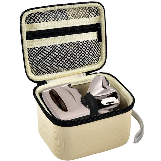 Case for Skull Shaver Electric Pitbull Pro Razor, Hard Travel Rotary Men Head Shavers Beard Trimmer Storage Carrying Box with Zipper Mesh Pocket for Men's Gold Pro Mustache Grooming Kit, Beige-Only