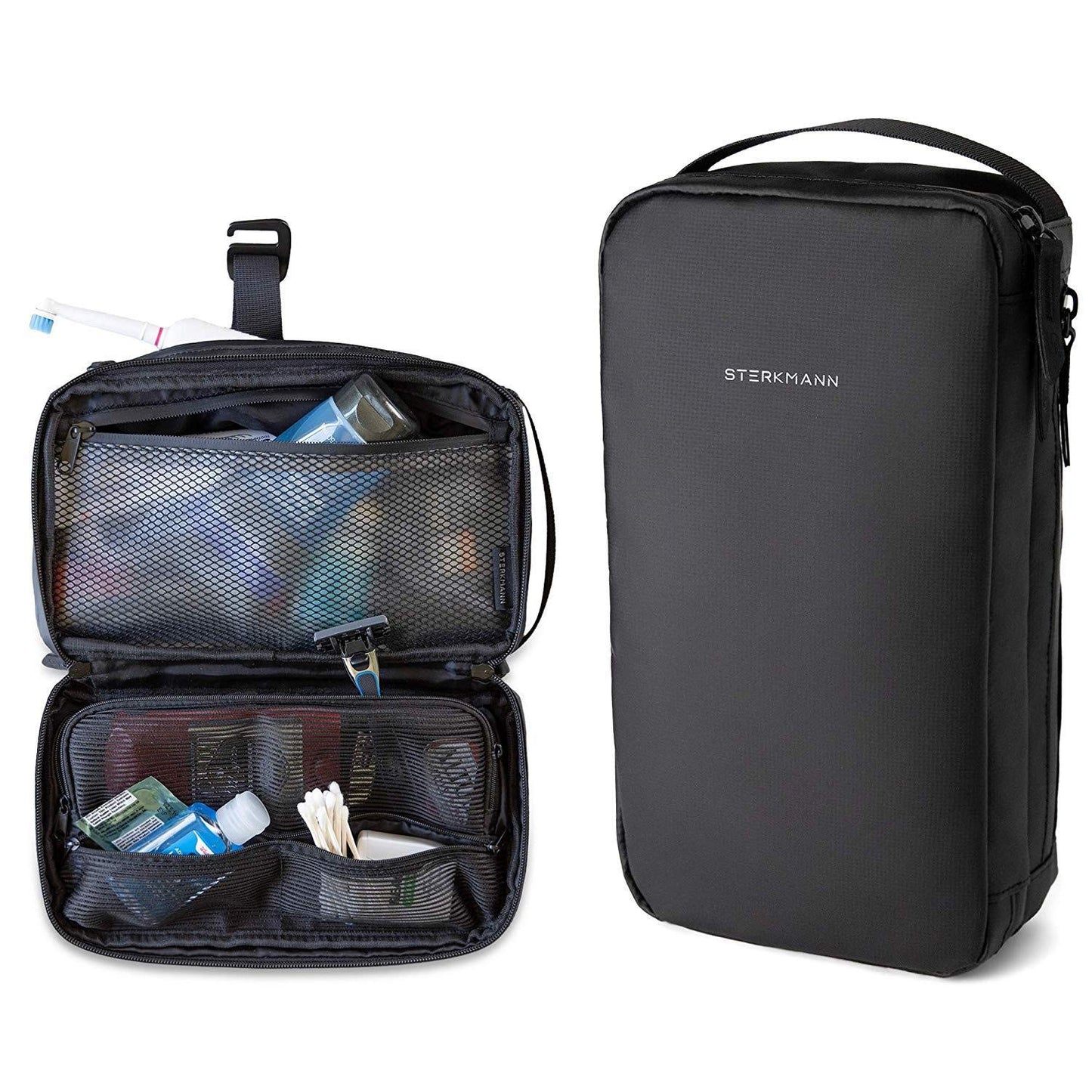 Sterkmann Hanging Waterproof Travel Slim Toiletry Bag Organizer Bathroom Shaving Dopp Kit for Men.