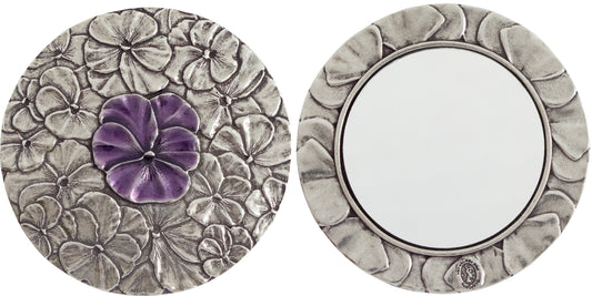 DANFORTH — Pewter Pansy Purse Mirror — Handmade Hand-Held Mirror For Women — Cute Mirror for Girls — Purple Flower Gift Accessories — Made In USA (3 inches)