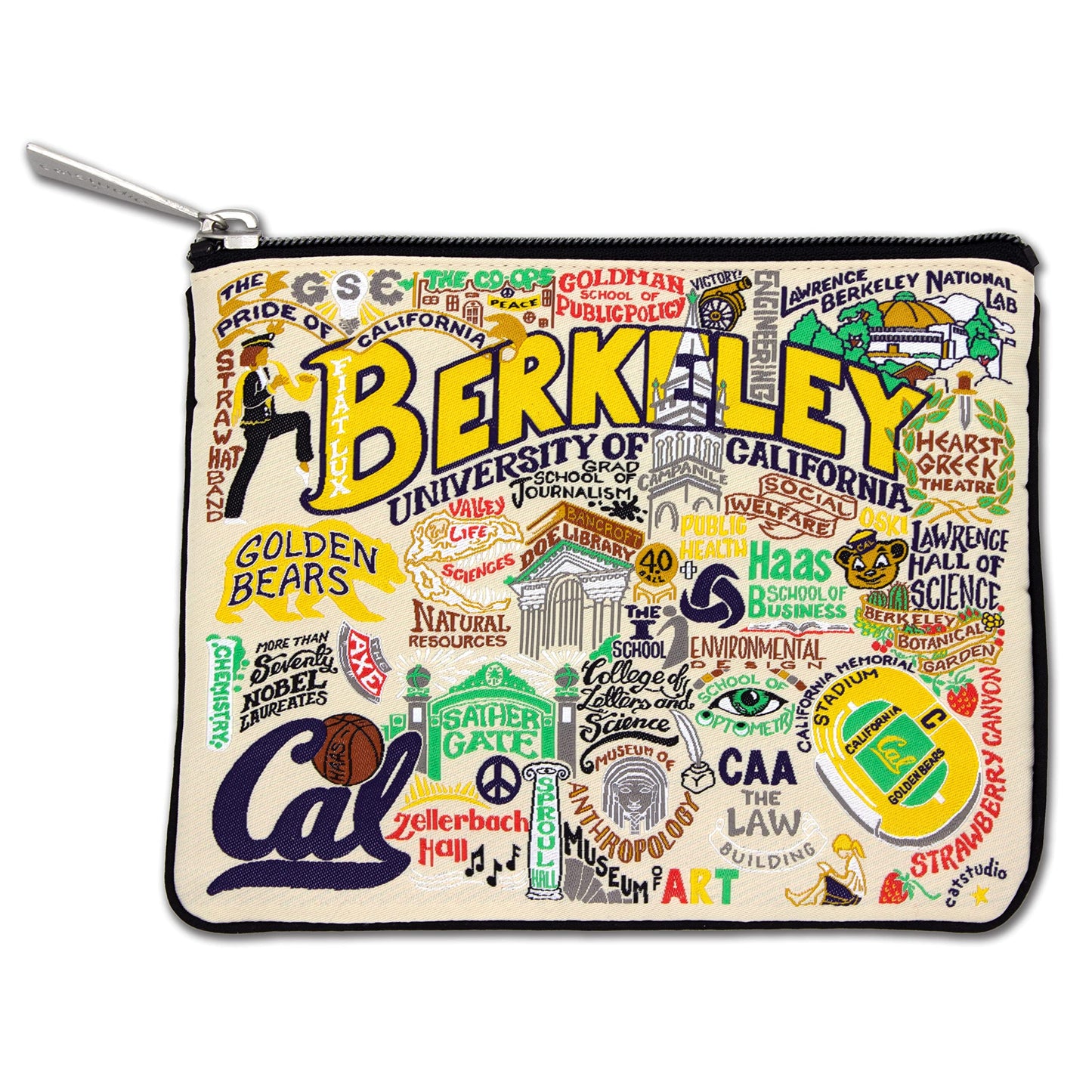 Catstudio Collegiate Zipper Pouch, UC Berkeley Travel Toiletry Bag, Ideal Gift for College Students or Alumni, Makeup Bag, Dog Treat Pouch, or Travel Purse Pouch