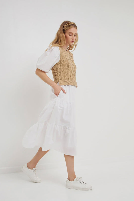 Cable Knit Down Midi Dress