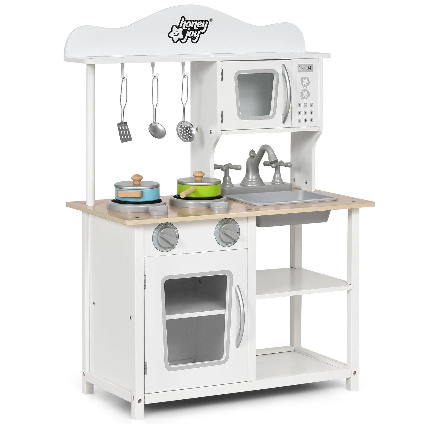 Wooden Play Kitchen Set for Kids with Accessories and Sink