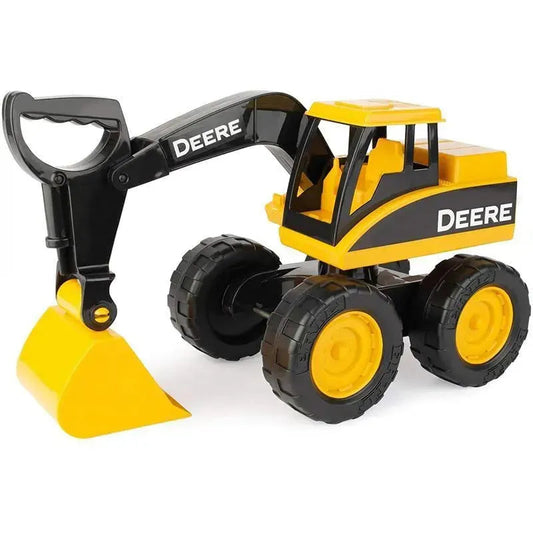 Tomy John Deere Big Scoop 15'' Excavator Toy With Tilting Dump Bed & Rolling Wheels, Yellow
